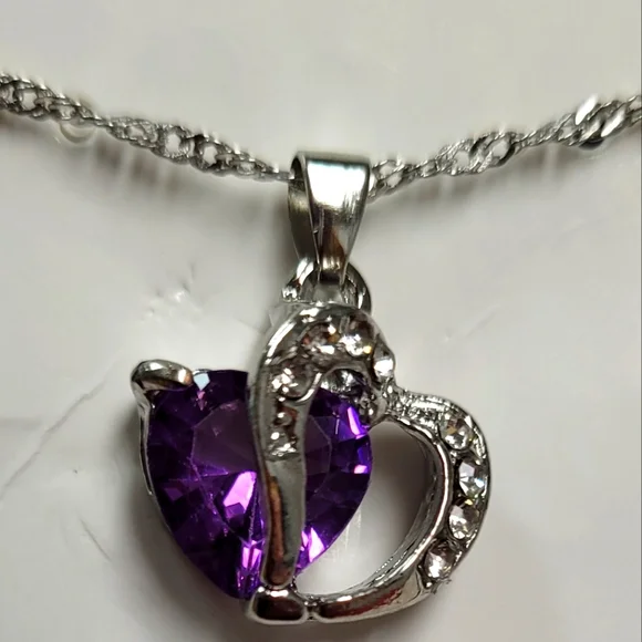 Fashion Purple Heart 💜 Power Crystal Necklace - Picture 2 of 5